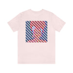 Abstract Woman with Head Scarf on Stripe Unisex Short Sleeve Tee