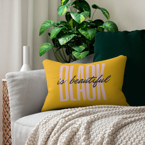 Black is Beautiful Spun Polyester Lumbar Pillow - Yellow