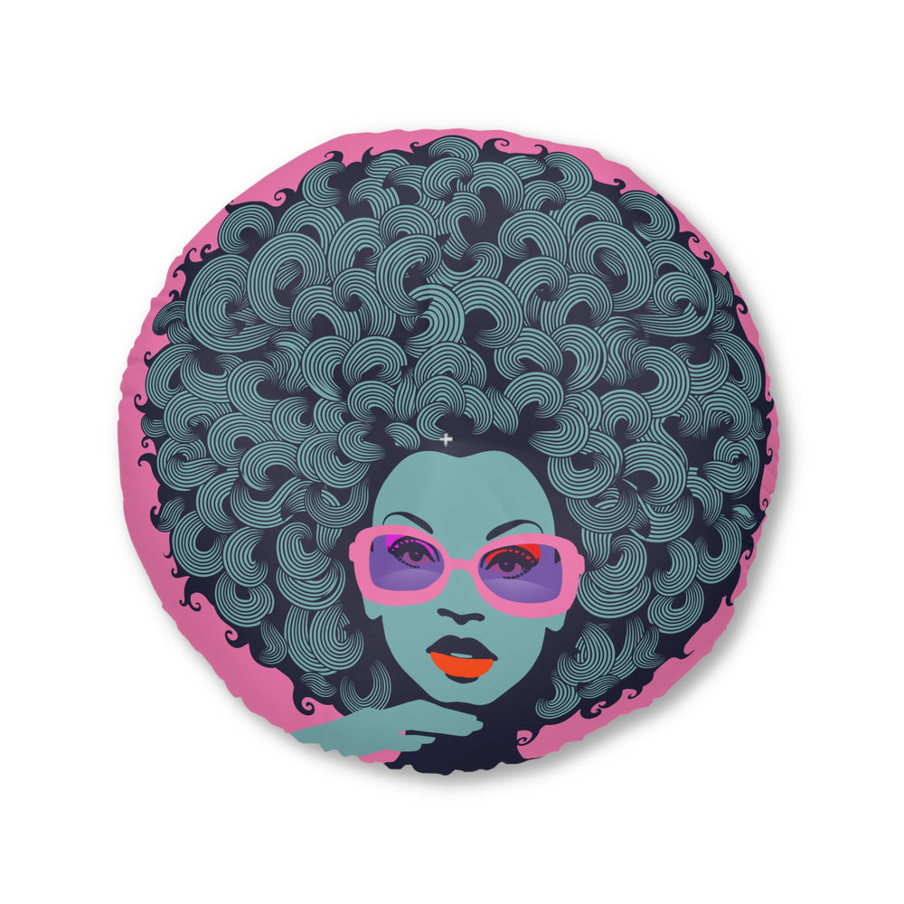 Curls GaloreTufted Floor Pillow, Round