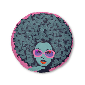Curls GaloreTufted Floor Pillow, Round