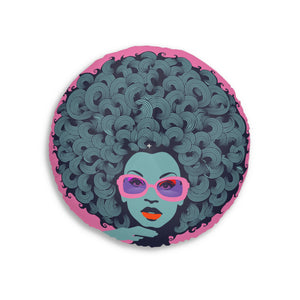 Curls GaloreTufted Floor Pillow, Round