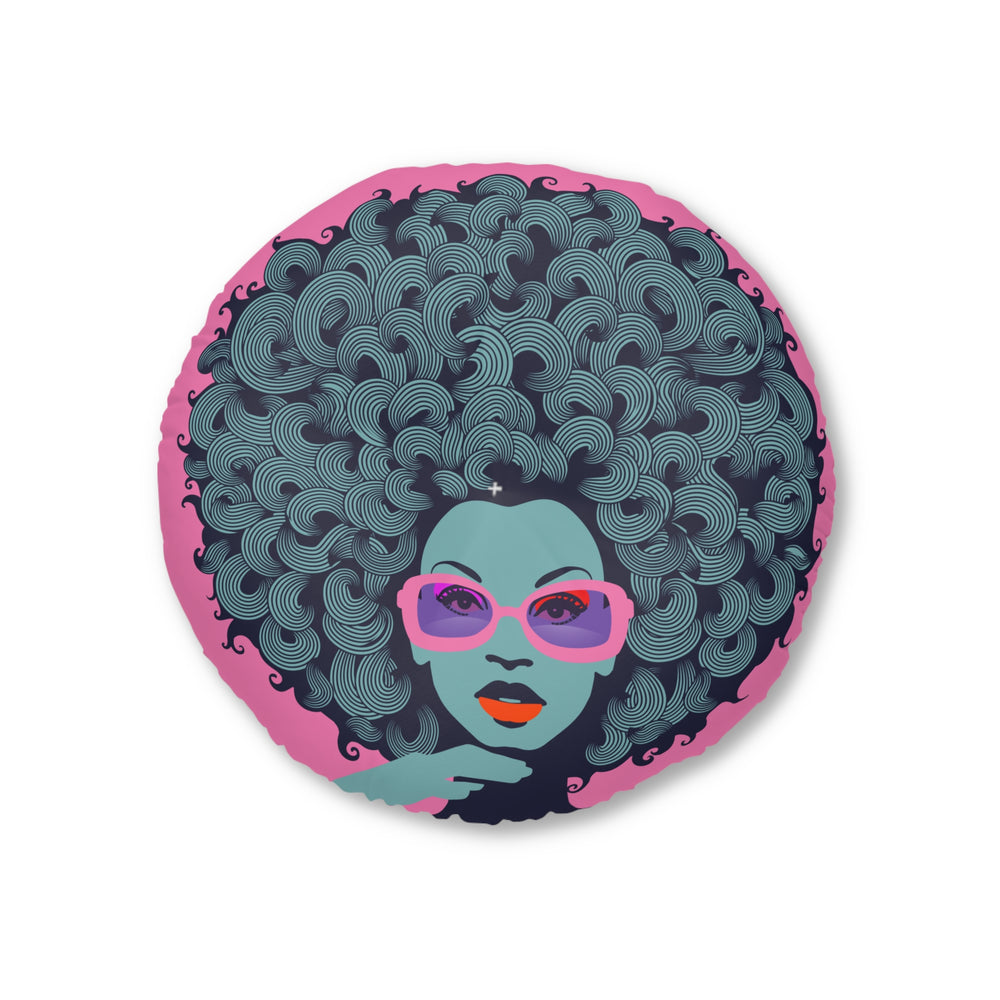 Curls GaloreTufted Floor Pillow, Round