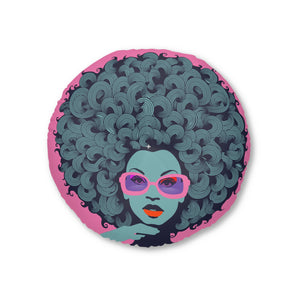 Curls GaloreTufted Floor Pillow, Round