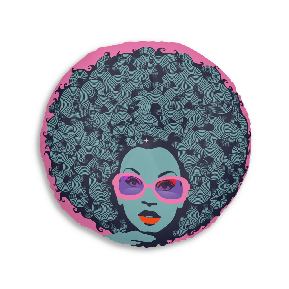 Curls GaloreTufted Floor Pillow, Round
