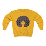 Afro Goddess - Unisex Heavy Blend™ Crewneck Sweatshirt - Blue and Yellow Colorway