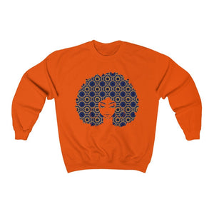 Afro Goddess - Unisex Heavy Blend™ Crewneck Sweatshirt - Blue and Yellow Colorway