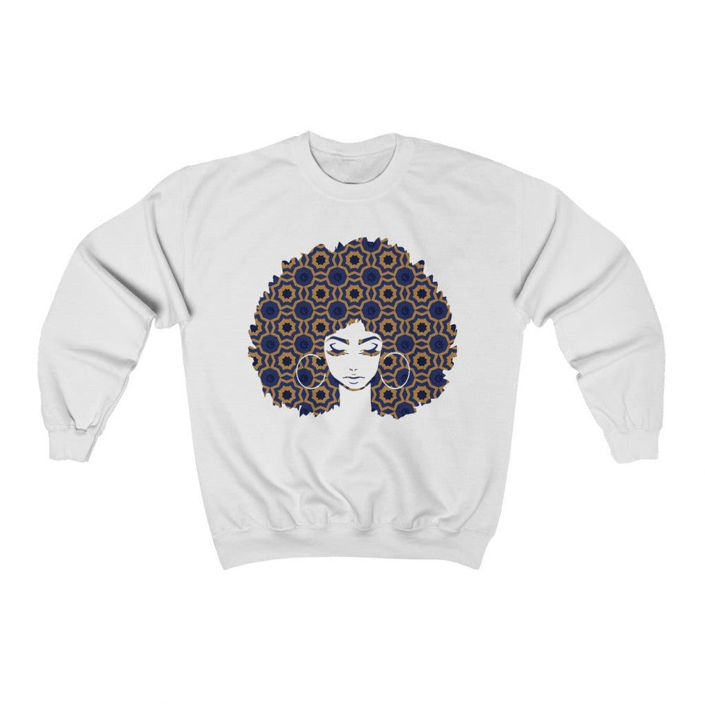 Afro Goddess - Unisex Heavy Blend™ Crewneck Sweatshirt - Blue and Yellow Colorway