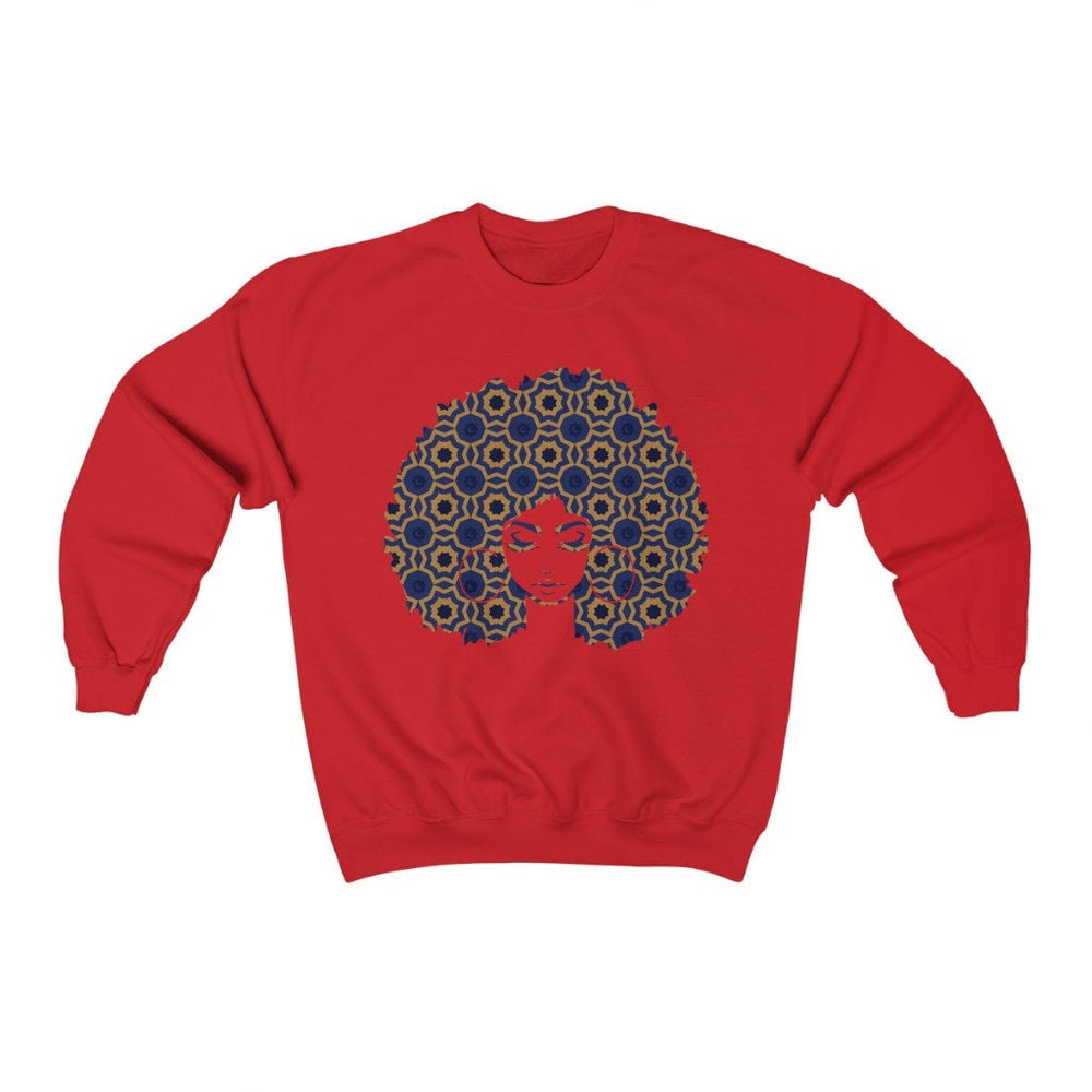 Afro Goddess - Unisex Heavy Blend™ Crewneck Sweatshirt - Blue and Yellow Colorway