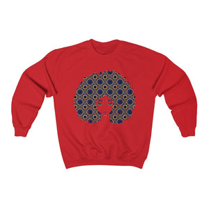 Afro Goddess - Unisex Heavy Blend™ Crewneck Sweatshirt - Blue and Yellow Colorway