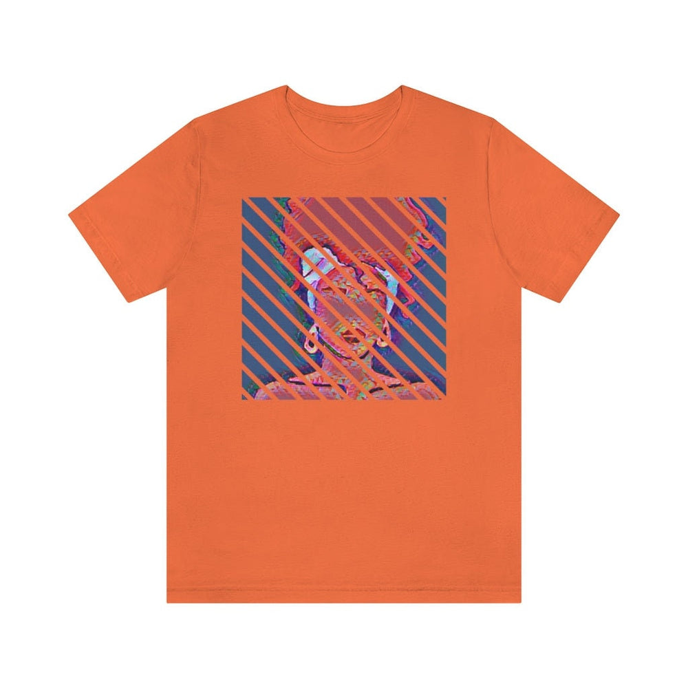 Abstract Woman with Head Scarf on Stripe Unisex Short Sleeve Tee