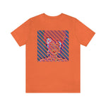 Abstract Woman with Head Scarf on Stripe Unisex Short Sleeve Tee