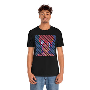 Abstract Woman with Head Scarf on Stripe Unisex Short Sleeve Tee