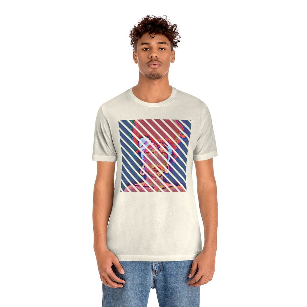 Abstract Woman with Head Scarf on Stripe Unisex Short Sleeve Tee