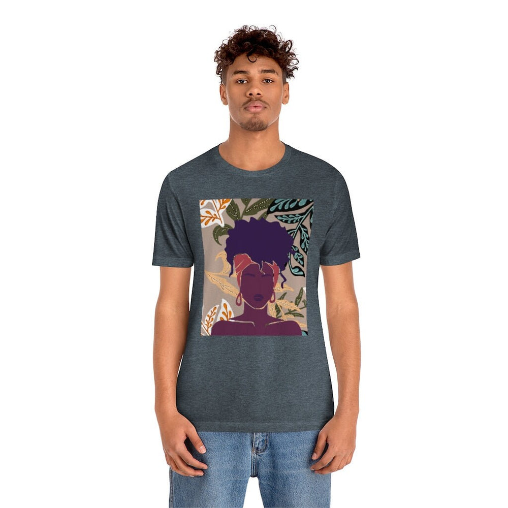 Abstract Black Woman on Printed Background Unisex Short Sleeve Tee