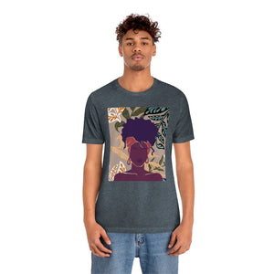 Abstract Black Woman on Printed Background Unisex Short Sleeve Tee