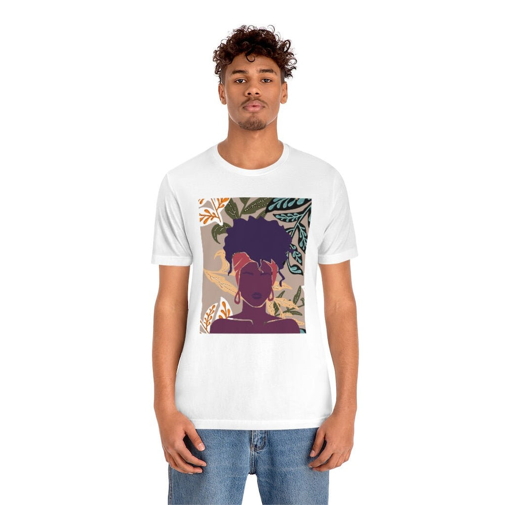 Abstract Black Woman on Printed Background Unisex Short Sleeve Tee
