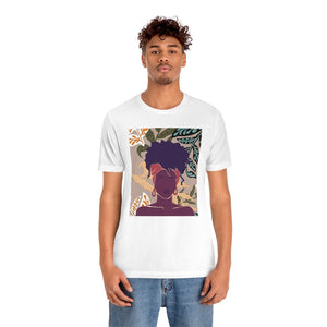 Abstract Black Woman on Printed Background Unisex Short Sleeve Tee