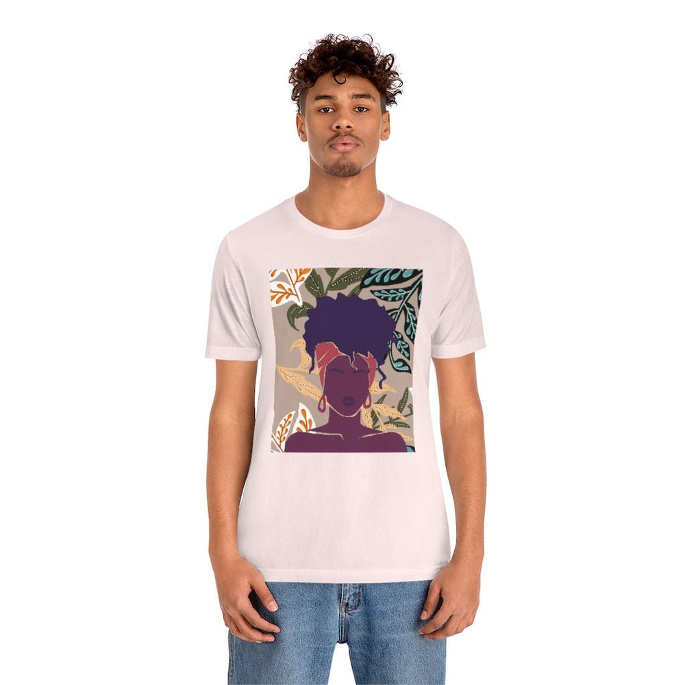 Abstract Black Woman on Printed Background Unisex Short Sleeve Tee