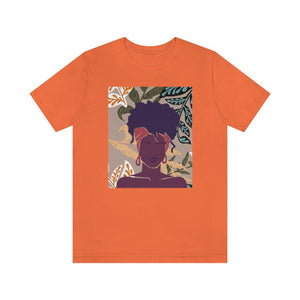 Abstract Black Woman on Printed Background Unisex Short Sleeve Tee