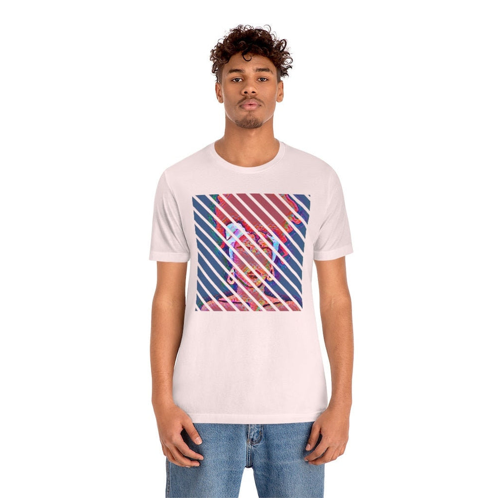 Abstract Woman with Head Scarf on Stripe Unisex Short Sleeve Tee