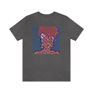 Abstract Woman with Head Scarf on Stripe Unisex Short Sleeve Tee