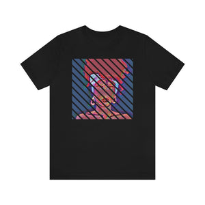 Abstract Woman with Head Scarf on Stripe Unisex Short Sleeve Tee