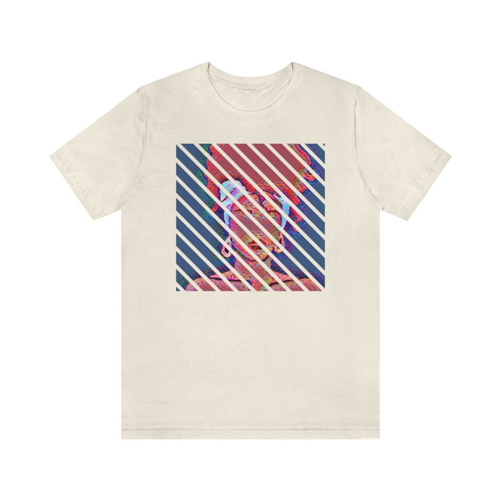 Abstract Woman with Head Scarf on Stripe Unisex Short Sleeve Tee