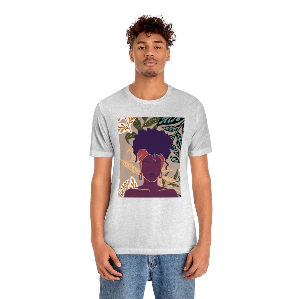 Abstract Black Woman on Printed Background Unisex Short Sleeve Tee