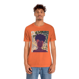Abstract Black Woman on Printed Background Unisex Short Sleeve Tee