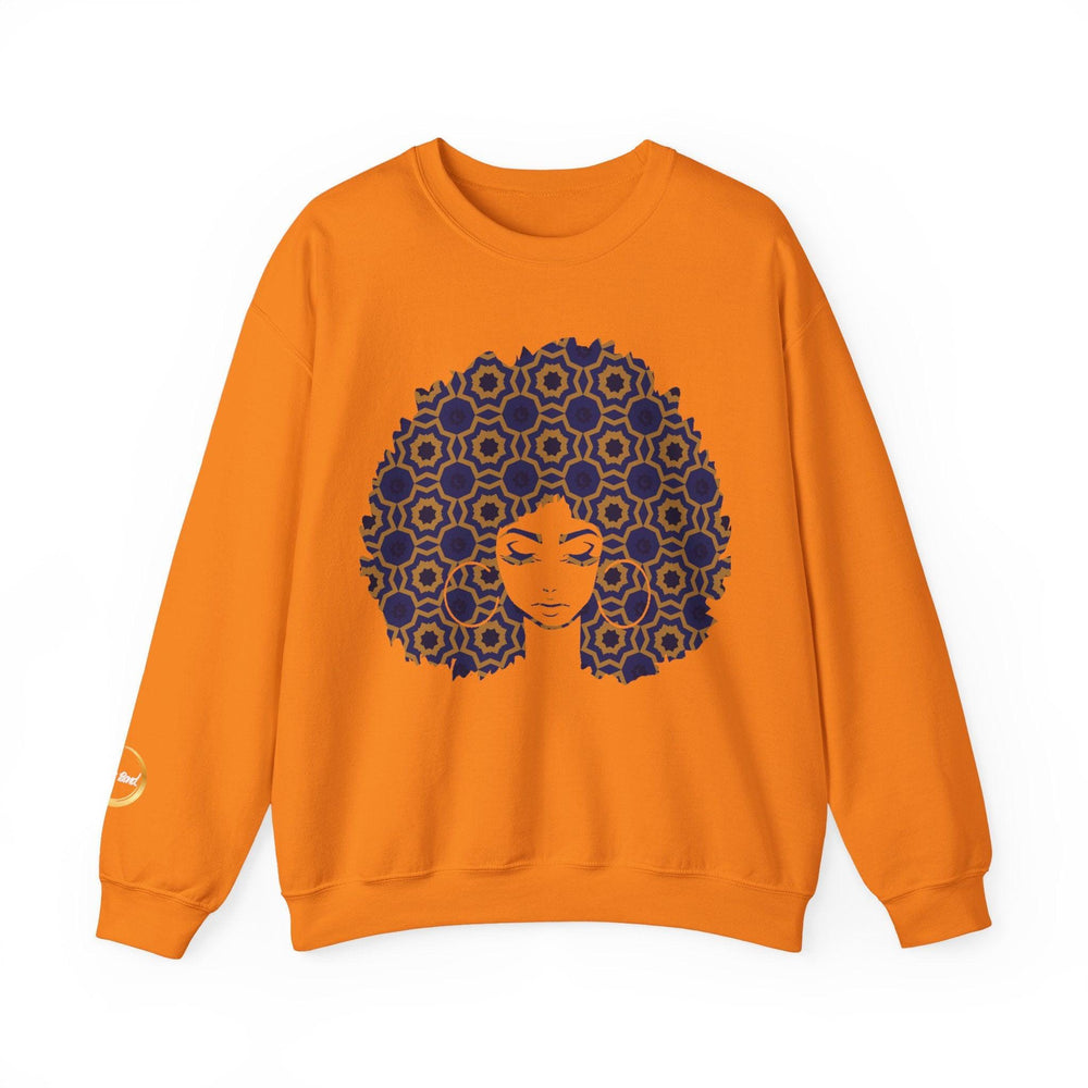 Afro Goddess - Unisex Heavy Blend™ Crewneck Sweatshirt - Blue and Yellow Colorway
