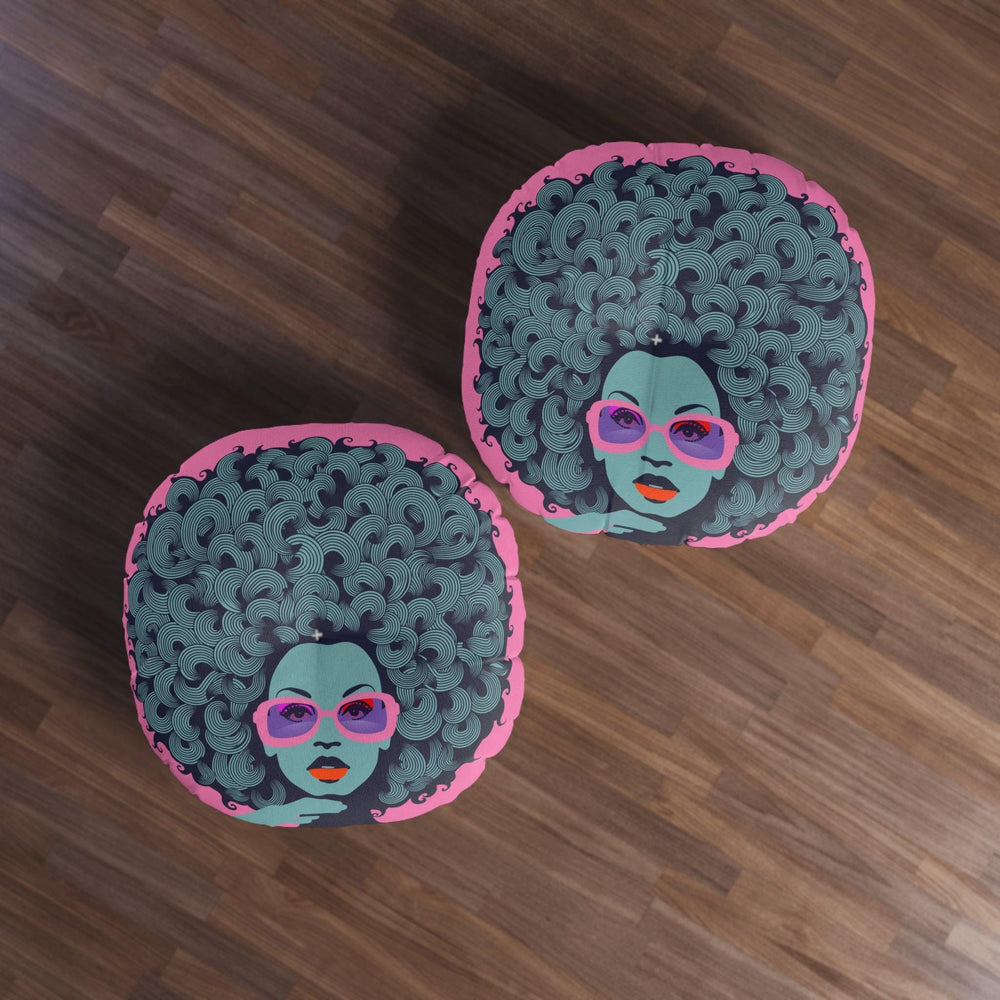 Curls GaloreTufted Floor Pillow, Round