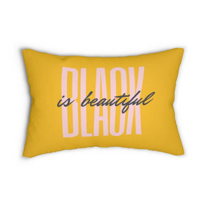 Black is Beautiful Spun Polyester Lumbar Pillow - Yellow