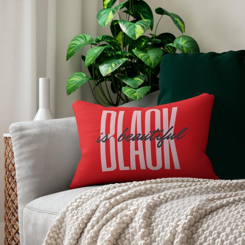 Black is Beautiful Spun Polyester Lumbar Pillow - Red