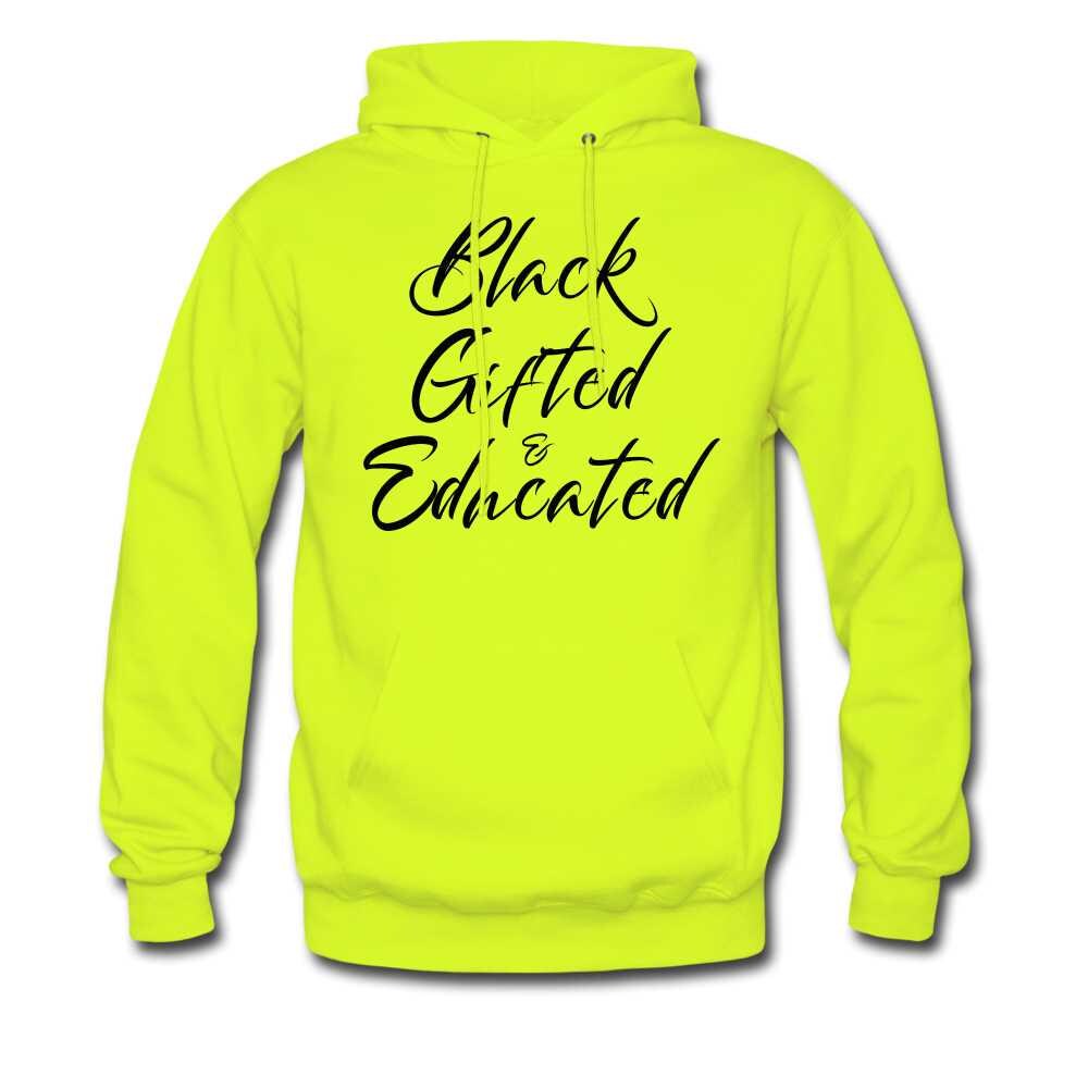 Black, Gifted and Educated Unisex Hoodie - safety green
