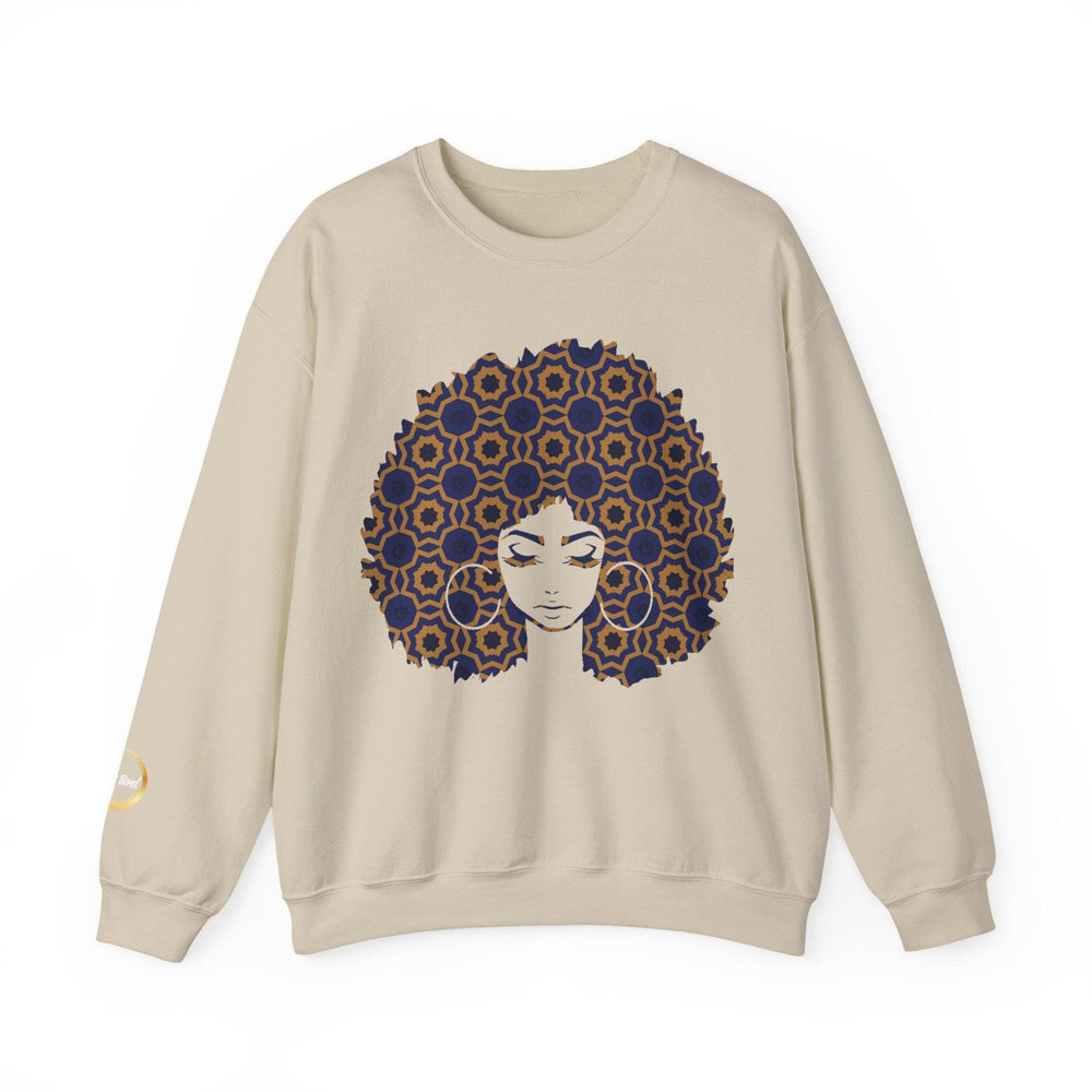 Afro Goddess - Unisex Heavy Blend™ Crewneck Sweatshirt - Blue and Yellow Colorway