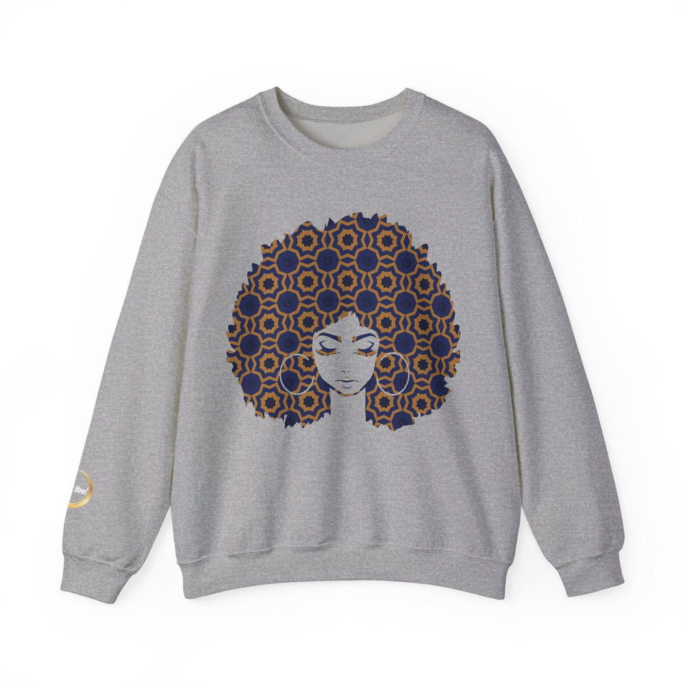 Afro Goddess - Unisex Heavy Blend™ Crewneck Sweatshirt - Blue and Yellow Colorway