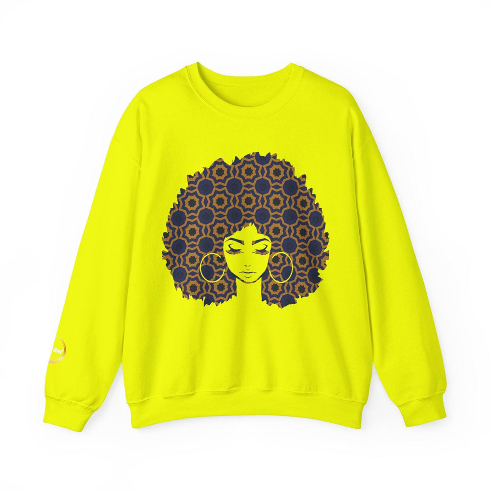 Afro Goddess - Unisex Heavy Blend™ Crewneck Sweatshirt - Blue and Yellow Colorway