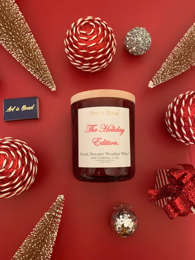 Art is Bond Holiday Edition 12 Oz Soy Candle with Custom Playlist
