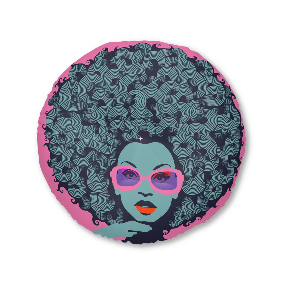 Curls GaloreTufted Floor Pillow, Round