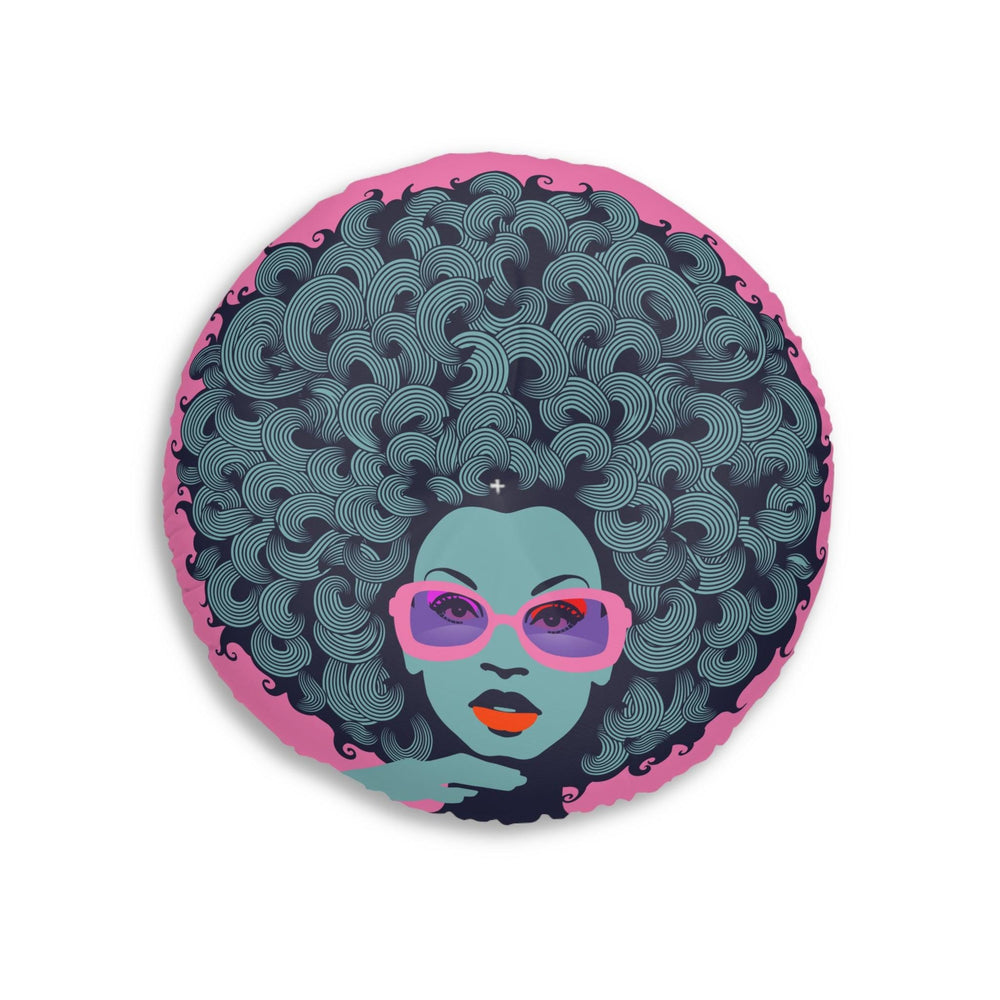 Curls GaloreTufted Floor Pillow, Round