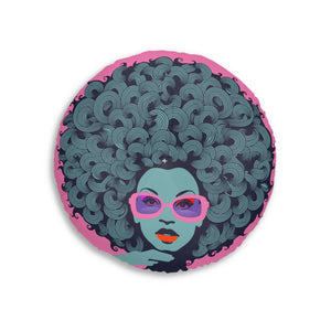 Curls GaloreTufted Floor Pillow, Round