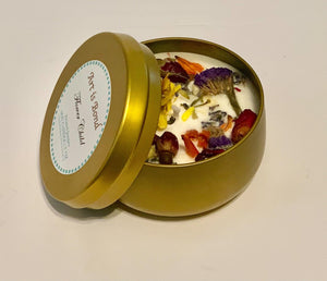 Flower Child 8 oz Frosted Juniper Soy Candle with Custom Playlist!