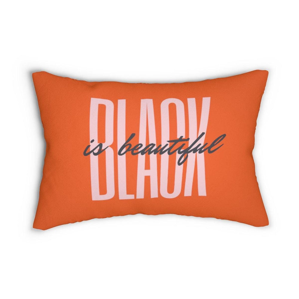 Black is Beautiful Spun Polyester Lumbar Pillow - Orange
