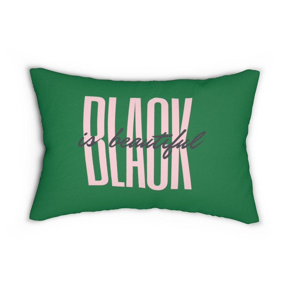 Black is Beautiful Spun Polyester Lumbar Pillow - Green