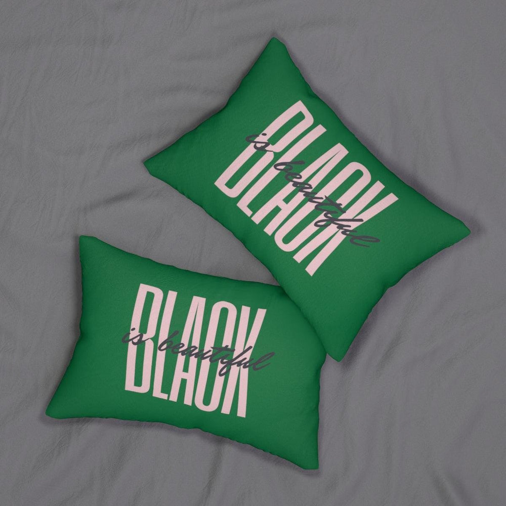 Black is Beautiful Spun Polyester Lumbar Pillow - Green
