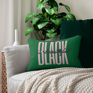 Black is Beautiful Spun Polyester Lumbar Pillow - Green