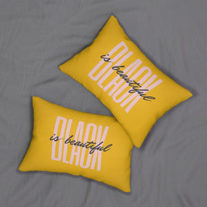 Black is Beautiful Spun Polyester Lumbar Pillow - Yellow