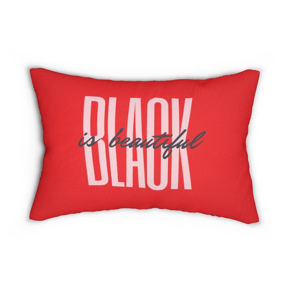 Black is Beautiful Spun Polyester Lumbar Pillow - Red
