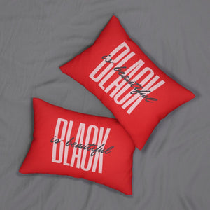 Black is Beautiful Spun Polyester Lumbar Pillow - Red