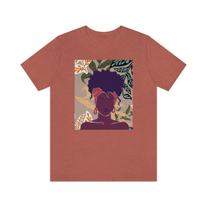 Abstract Black Woman on Printed Background Unisex Short Sleeve Tee